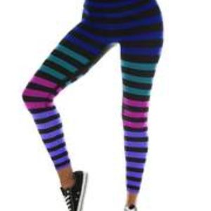 K -Deer Izzy Stripe sneaker length leggings Small